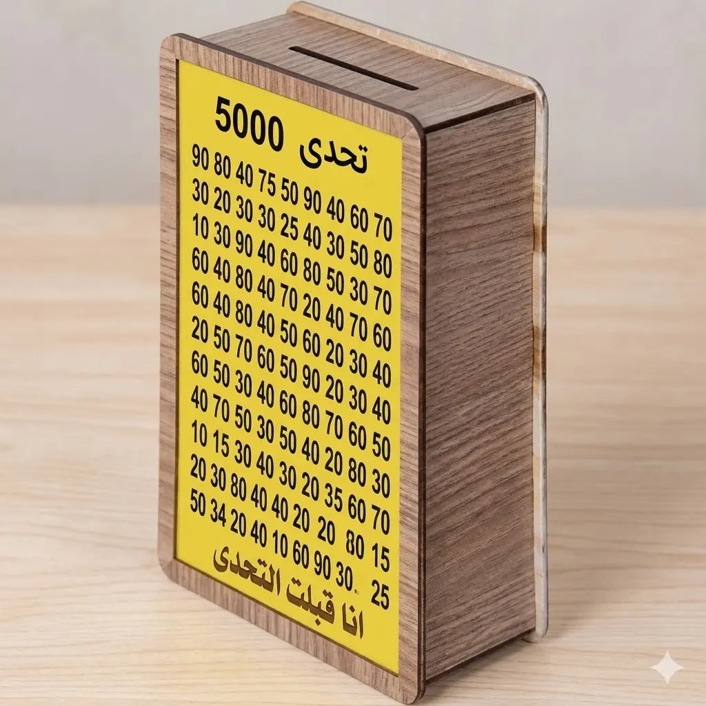 حصاله التحدي 5000 حصالة التحدي ال 5000 الخشب مقاس 25*20 سم اللي طالعه تريند ومكسرة الدنيا وصلت عندنااااا💖💖 الحصاله بتتقفل بمسامير وبيبقا مكتوبلك كل يوم تحطي فلوس كام وتشطبي ع السعر اللي حطتيه لحد ماتخلصي كل المبلغ اللي مكتوب وافتحي حصالتك بقا وخدي تحويشتك 🥰🥰 تقدري تحطي المبلغ اللي انتي عايزاه وبيتقسملك كل يوم تحطي مبلغ كام زي ماهو موضح بالصور 📣📣 وكمان تقدري تعملي لأطفالك وتحطيلهم المبلغ اللي يقدروا يحوشوه علشان تعلمي طفلك ع النظام والمسئولية السعر 72جنية بدلا من 120