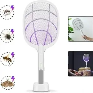 مضرب الذباب والناموس الكهربائي بقاعدة 4000 فولت قابل لإعادة الشحن، مقاس كبير، 2*1