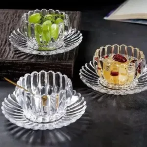 طقم خشاف زجاج شفاف كلاسيك 12 قطعة, 6 طبق, 6 بولة. (شفاف).